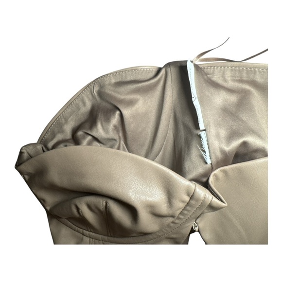 ZARA Faux Leather Crop Top Taupe Brown Sz Medium Club Summer - Picture 10 of 10